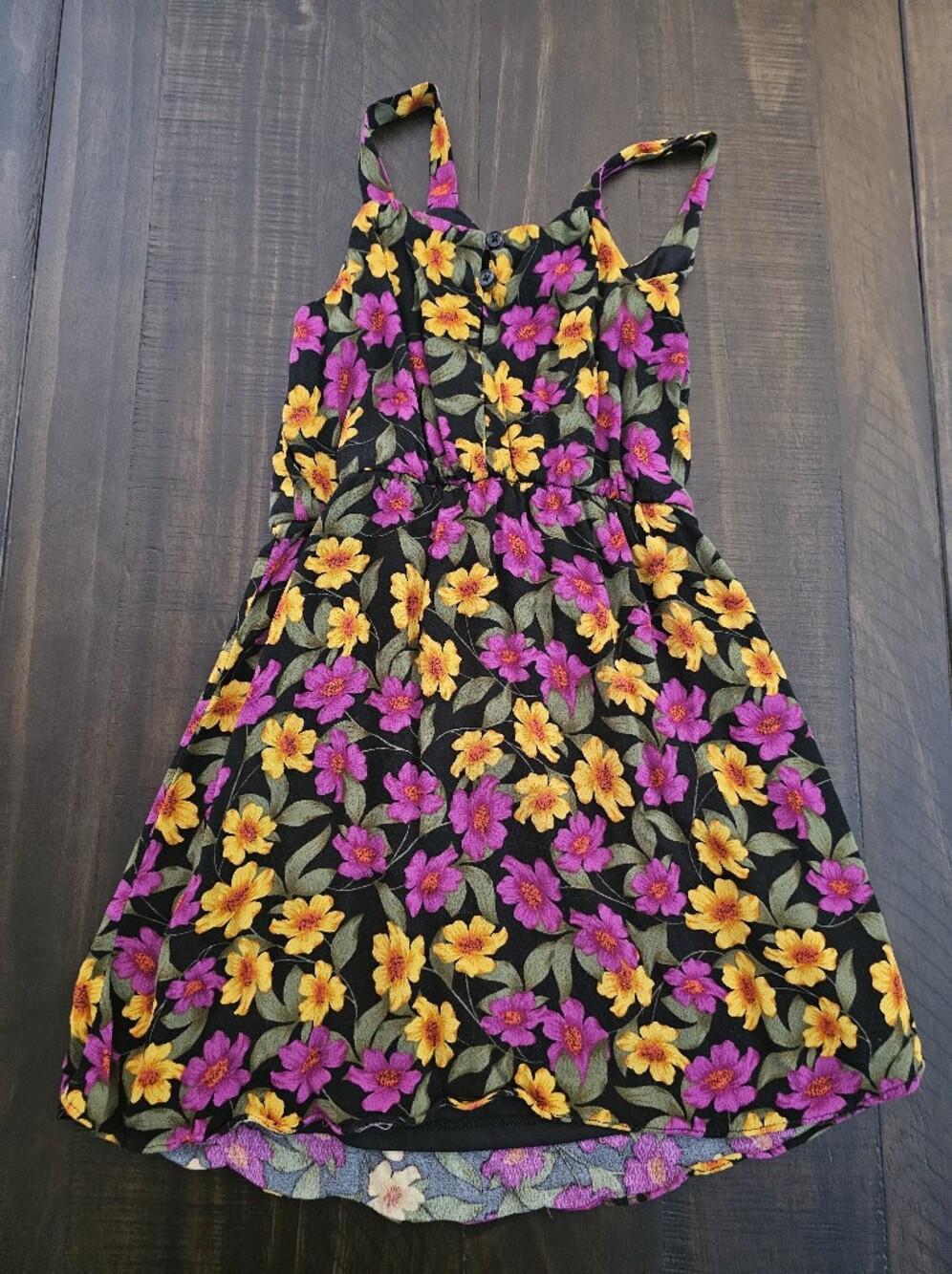 GB girls Black Floral Sundress with Pink & Yellow Flowers